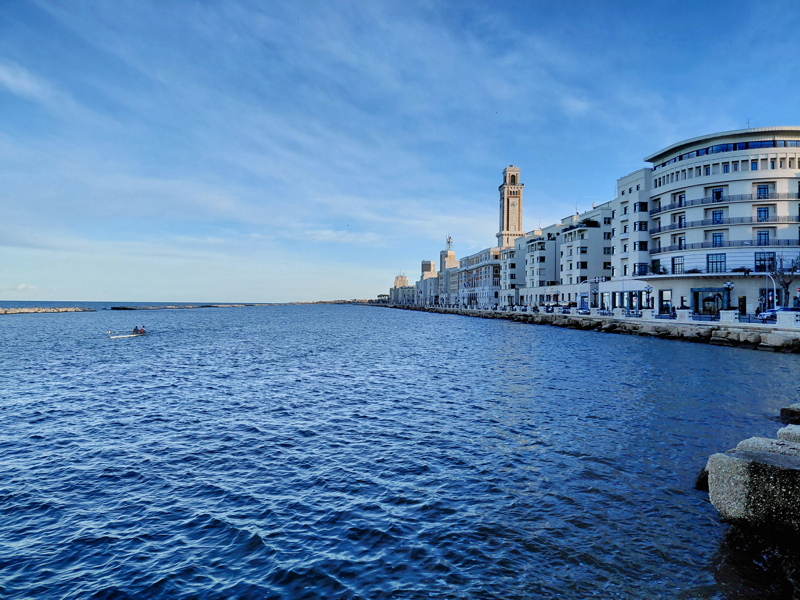 Lungomare Nazario Sauro in Bari, Italy, a major seaside promenade along the Adriatic Sea